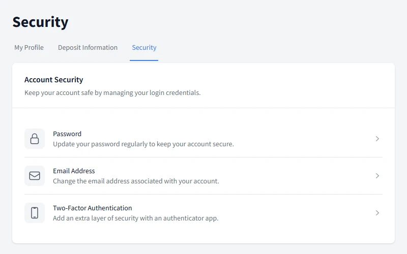 Account security with two-factor authentication and password management