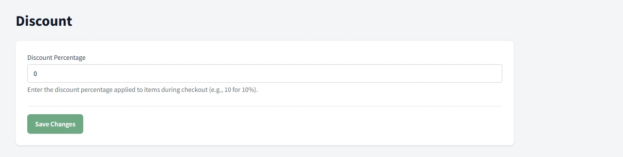 Discount settings screen for sale-wide percentage changes